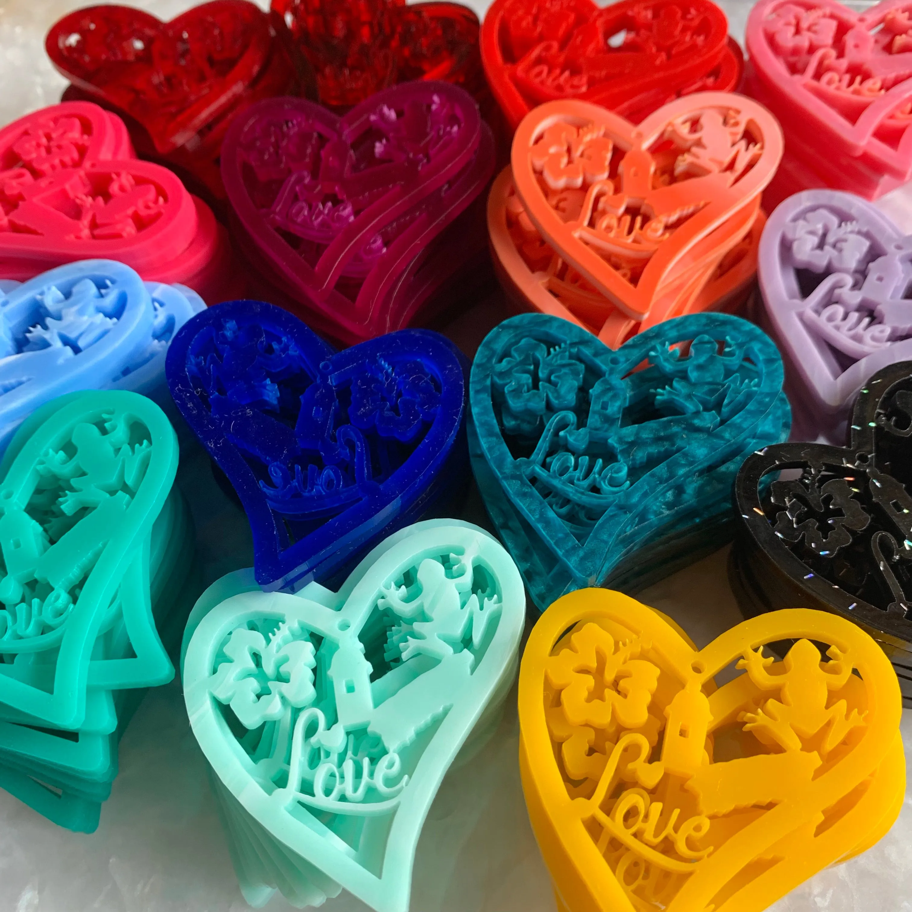 Puerto Rico-themed charms - 6 Pieces (3 Pairs), 50mm/Dijes de Puerto Rico - 6 piezas (3 pares) , 50mm