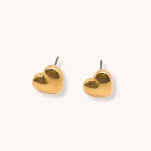 Puffed Heart Studs, Gold