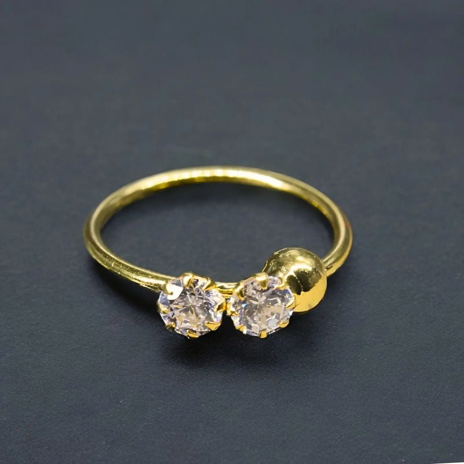 Pure 18K Gold Nose ring White CZ Indian Stylish Nose Hoop Ring 22g