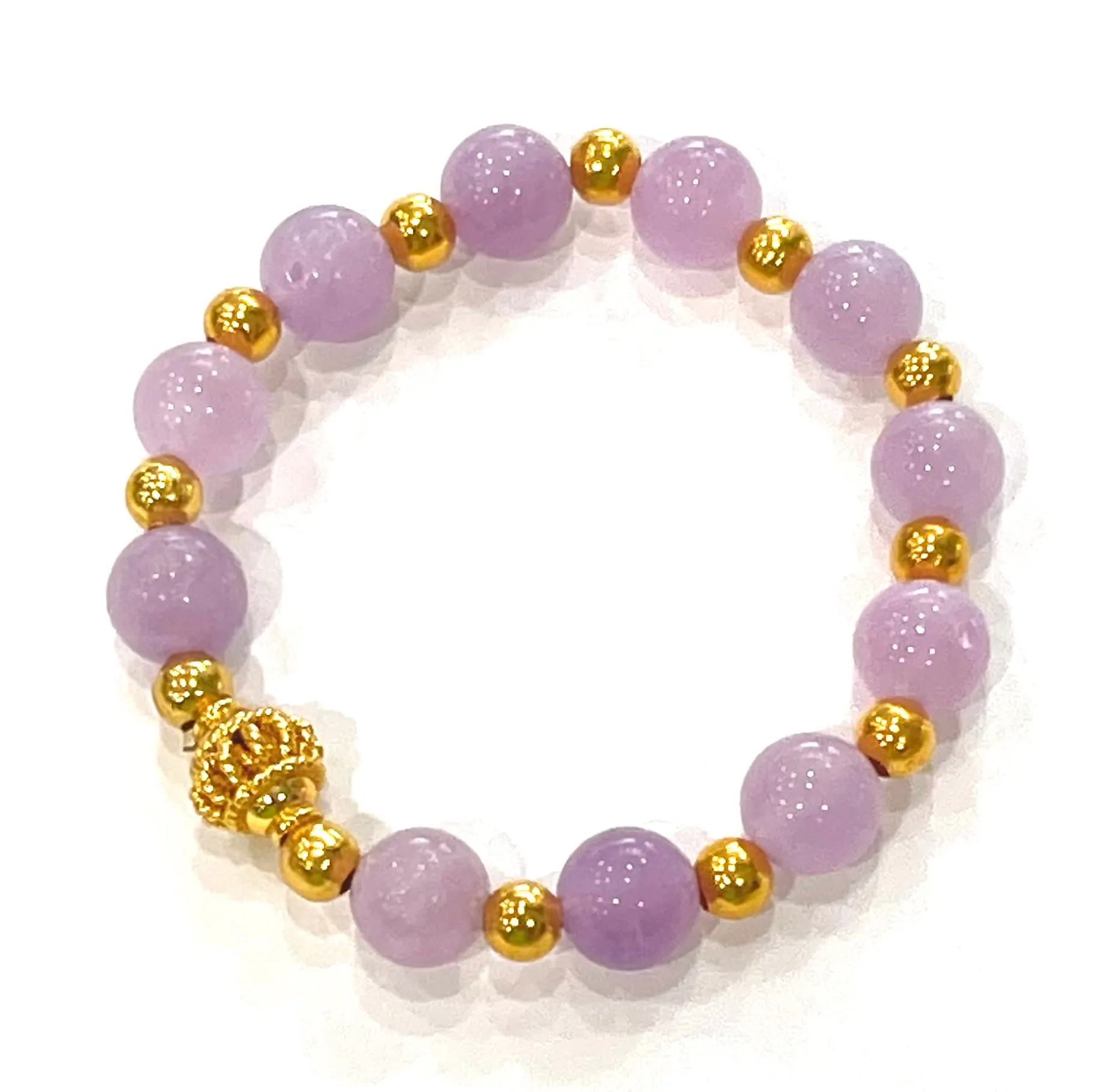 Purple Amethyst & Heishi Beaded Gold Stacking Bracelets
