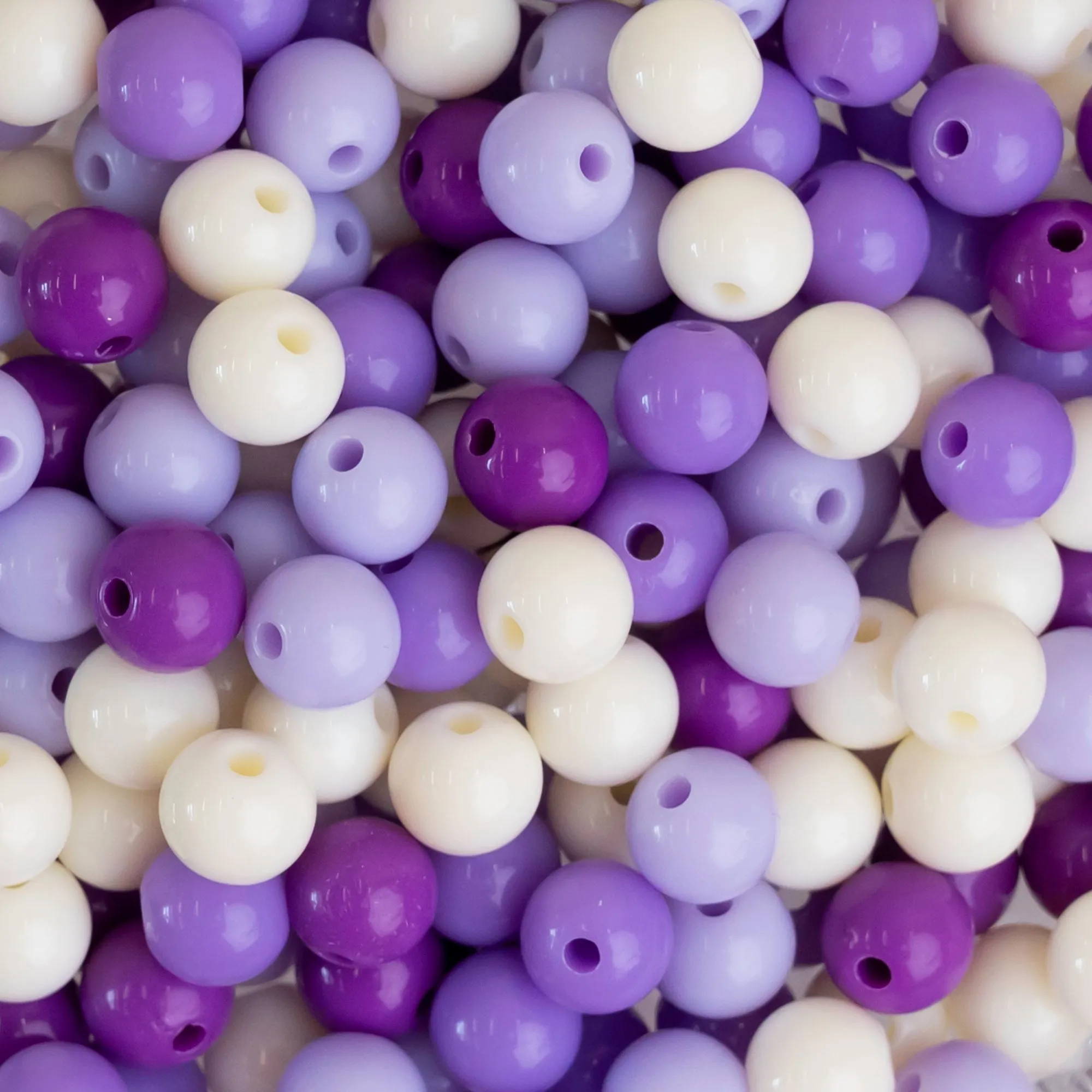 Purple Shade Round Pastel Plastic Beads | Size : 6mm, 8mm | PB124