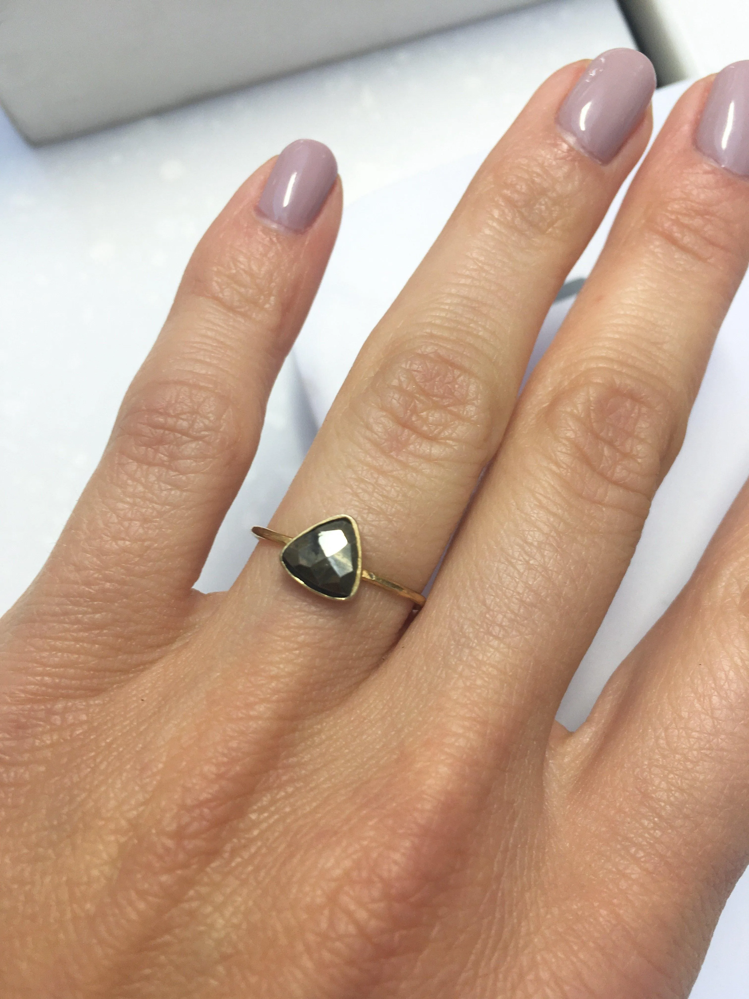 Pyrite Triangle Stacking Ring