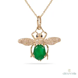 Queen Bee Emerald Diamond Pendant