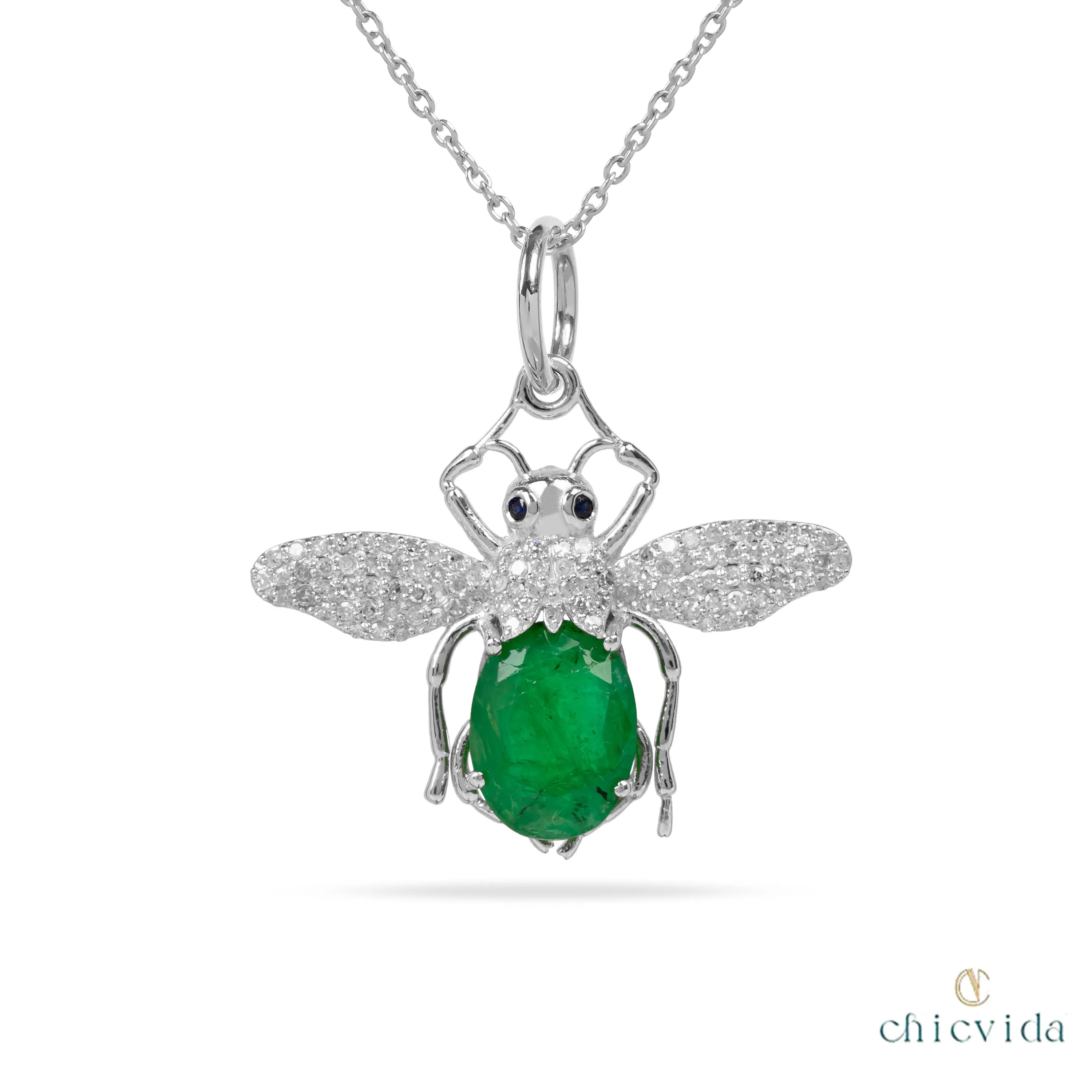 Queen Bee Emerald Diamond Pendant