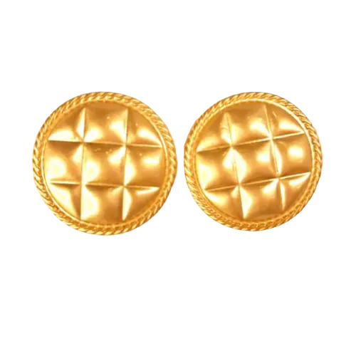 Quilted Gold Button Studs