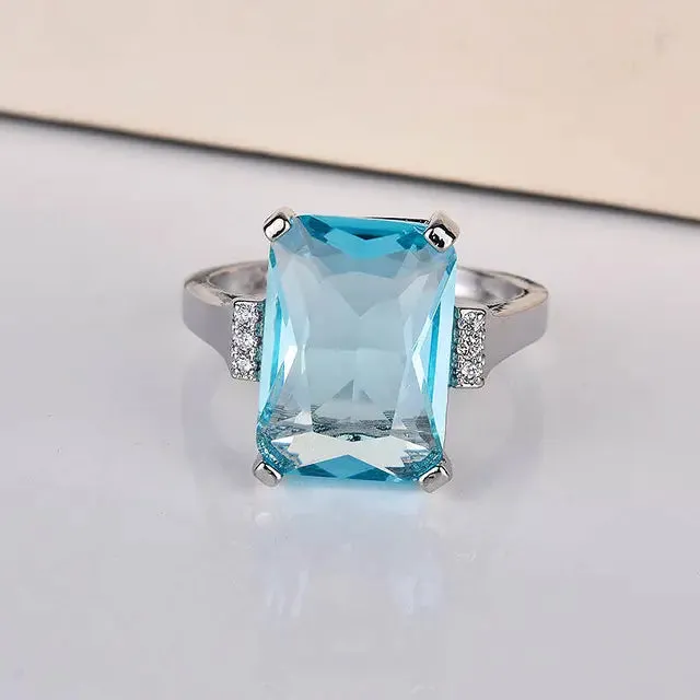 Radiant Paraiba Gemstone Rings for Women