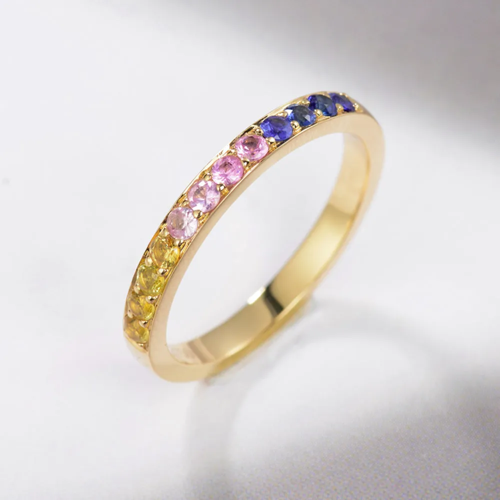 Rainbow Gemstones Stackable Ring