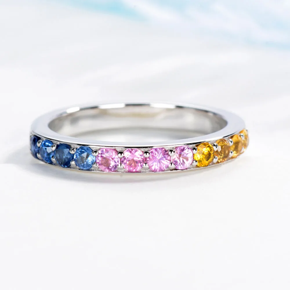 Rainbow Gemstones Stackable Ring