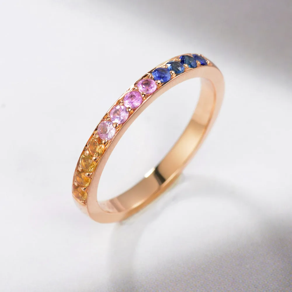 Rainbow Gemstones Stackable Ring