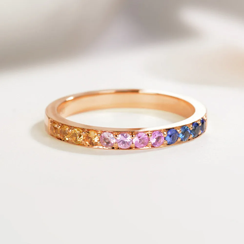 Rainbow Gemstones Stackable Ring