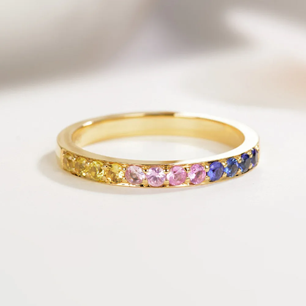 Rainbow Gemstones Stackable Ring