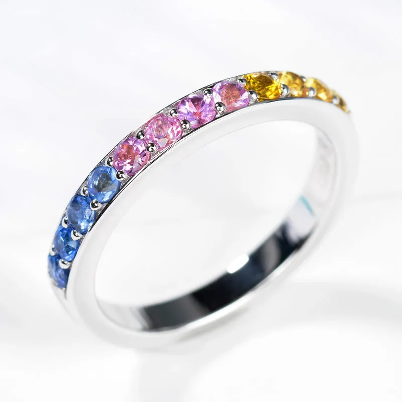 Rainbow Gemstones Stackable Ring