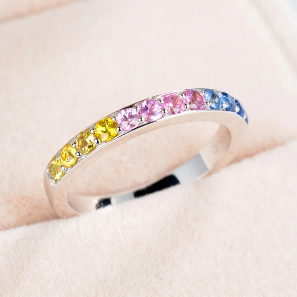 Rainbow Gemstones Stackable Ring