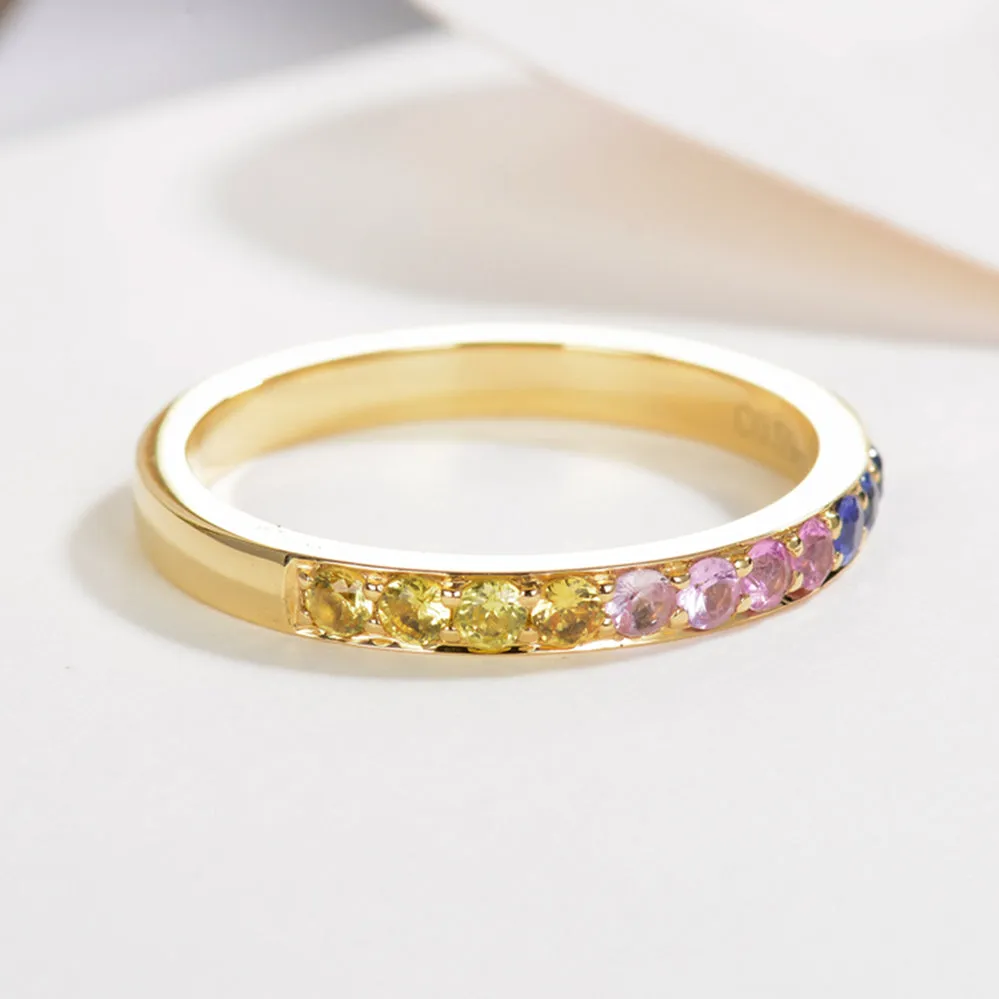 Rainbow Gemstones Stackable Ring