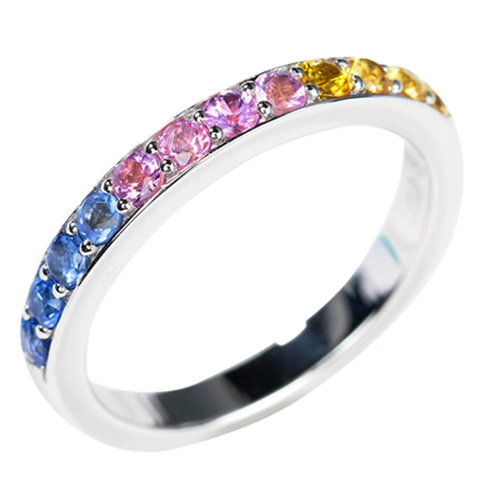 Rainbow Gemstones Stackable Ring