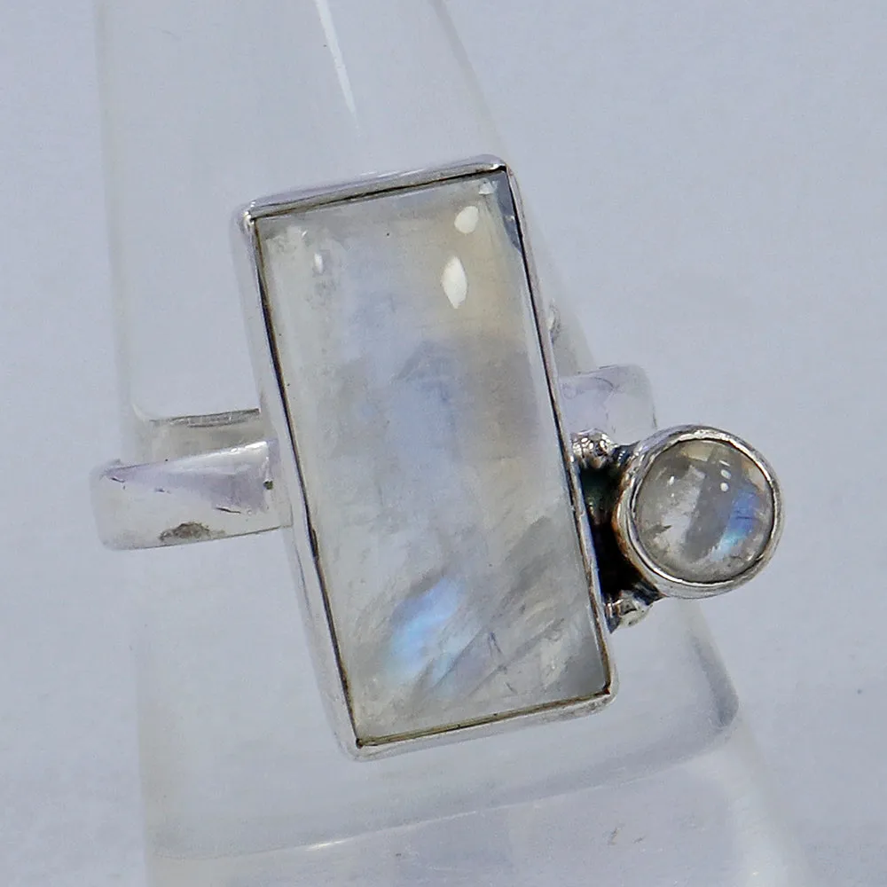 Rainbow Moonstone Silver Rings