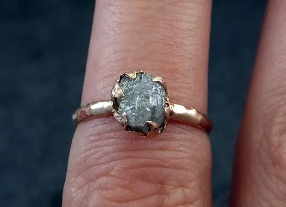 raw diamond solitaire engagement ring rough 14k rose gold wedding ring diamond stacking ring rough diamond ring Alternative Engagement