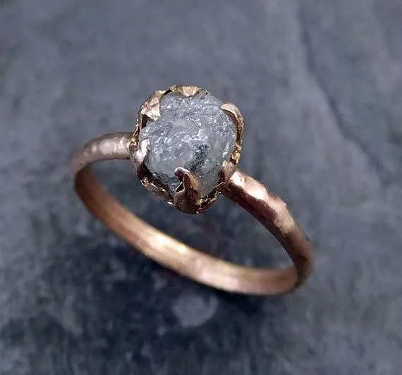 raw diamond solitaire engagement ring rough 14k rose gold wedding ring diamond stacking ring rough diamond ring Alternative Engagement
