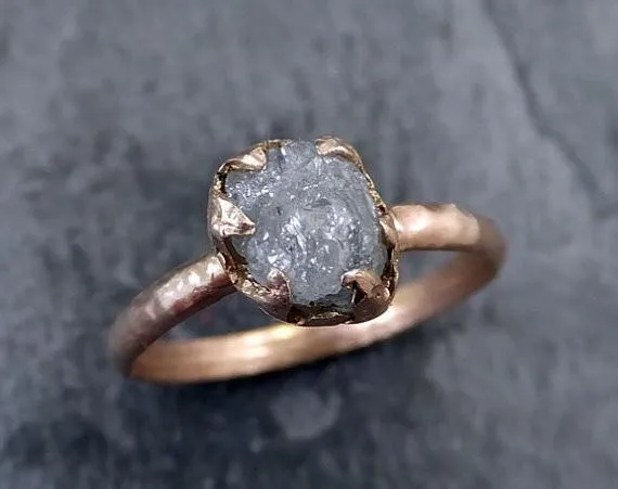 raw diamond solitaire engagement ring rough 14k rose gold wedding ring diamond stacking ring rough diamond ring Alternative Engagement