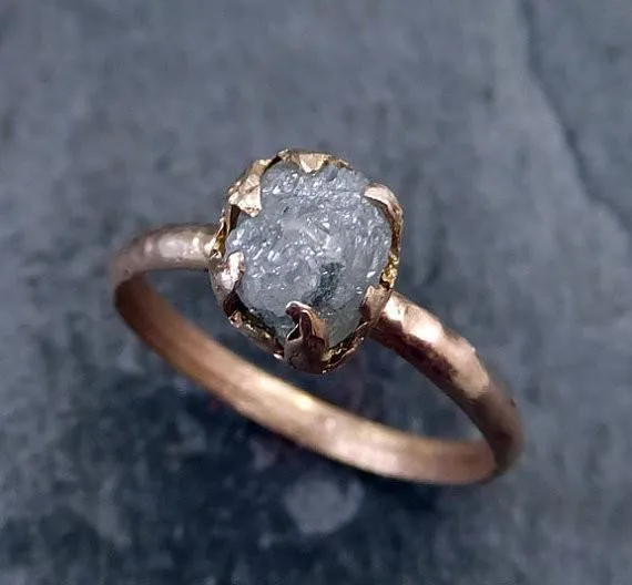 raw diamond solitaire engagement ring rough 14k rose gold wedding ring diamond stacking ring rough diamond ring Alternative Engagement
