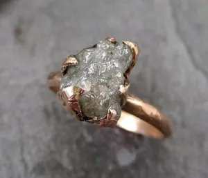 raw diamond solitaire engagement ring rough 14k rose gold wedding ring diamond wedding set stacking ring rough diamond ring Alternative Engagement