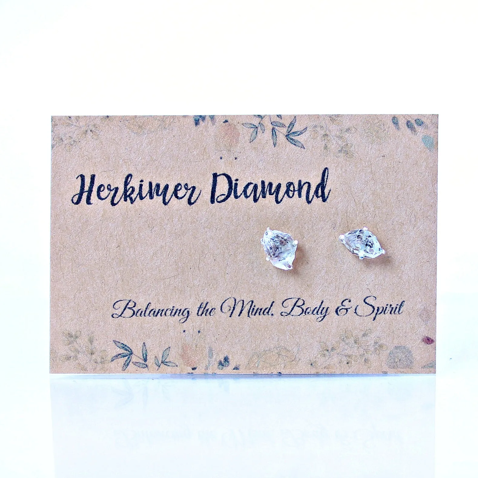 Raw Herkimer Diamond Earrings Set in 925 Sterling Silver Studs
