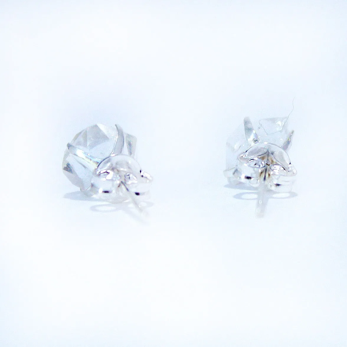 Raw Herkimer Diamond Earrings Set in 925 Sterling Silver Studs