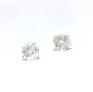 Raw Herkimer Diamond Earrings Set in 925 Sterling Silver Studs