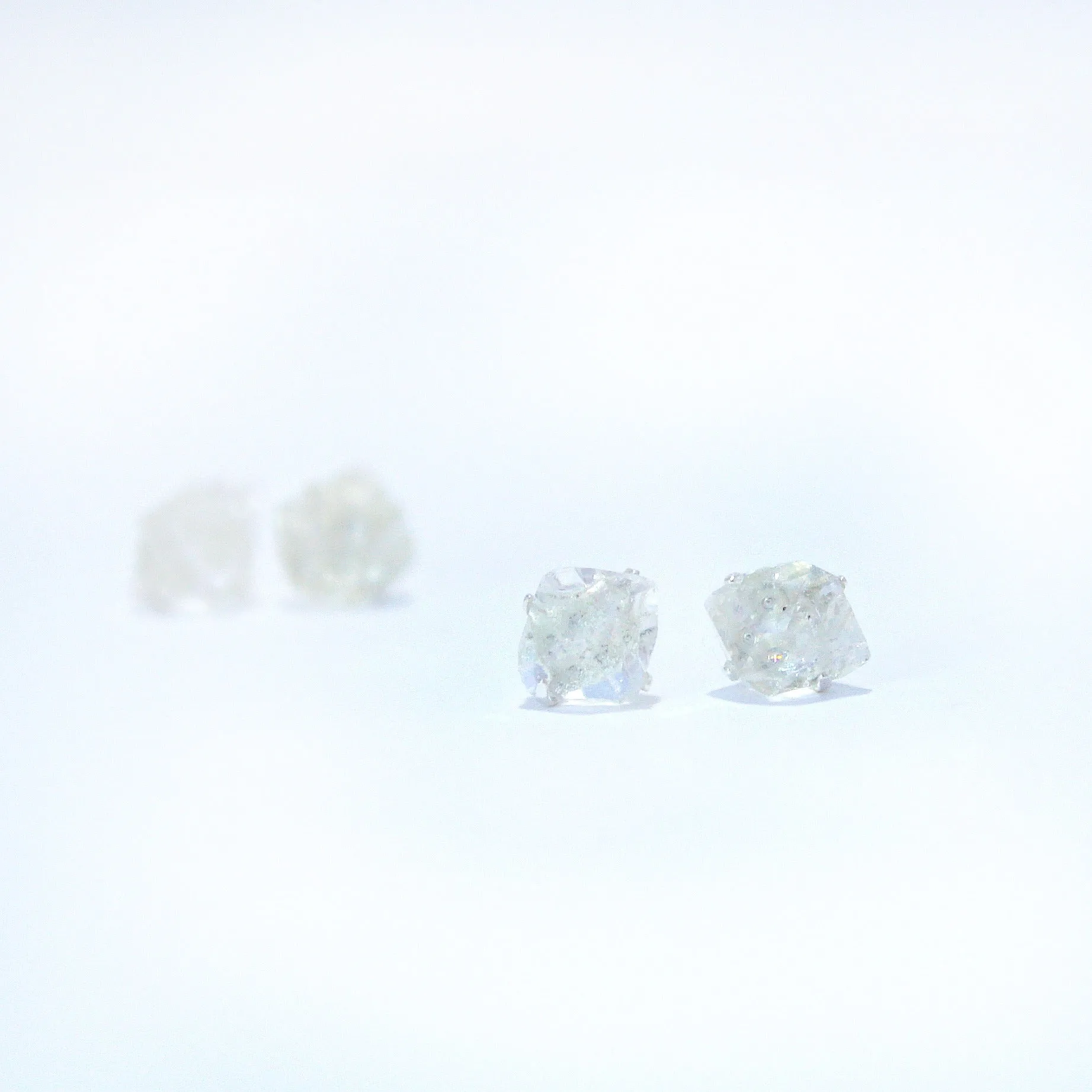Raw Herkimer Diamond Earrings Set in 925 Sterling Silver Studs