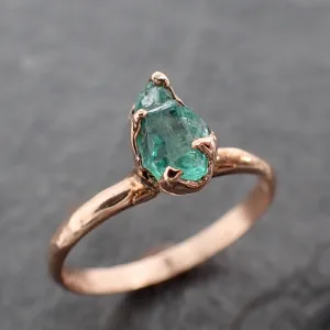 raw rough emerald rose gold ring solitaire birthstone one of a kind gemstone engagement wedding ring recycled gold byangeline 2448 Alternative Engagement