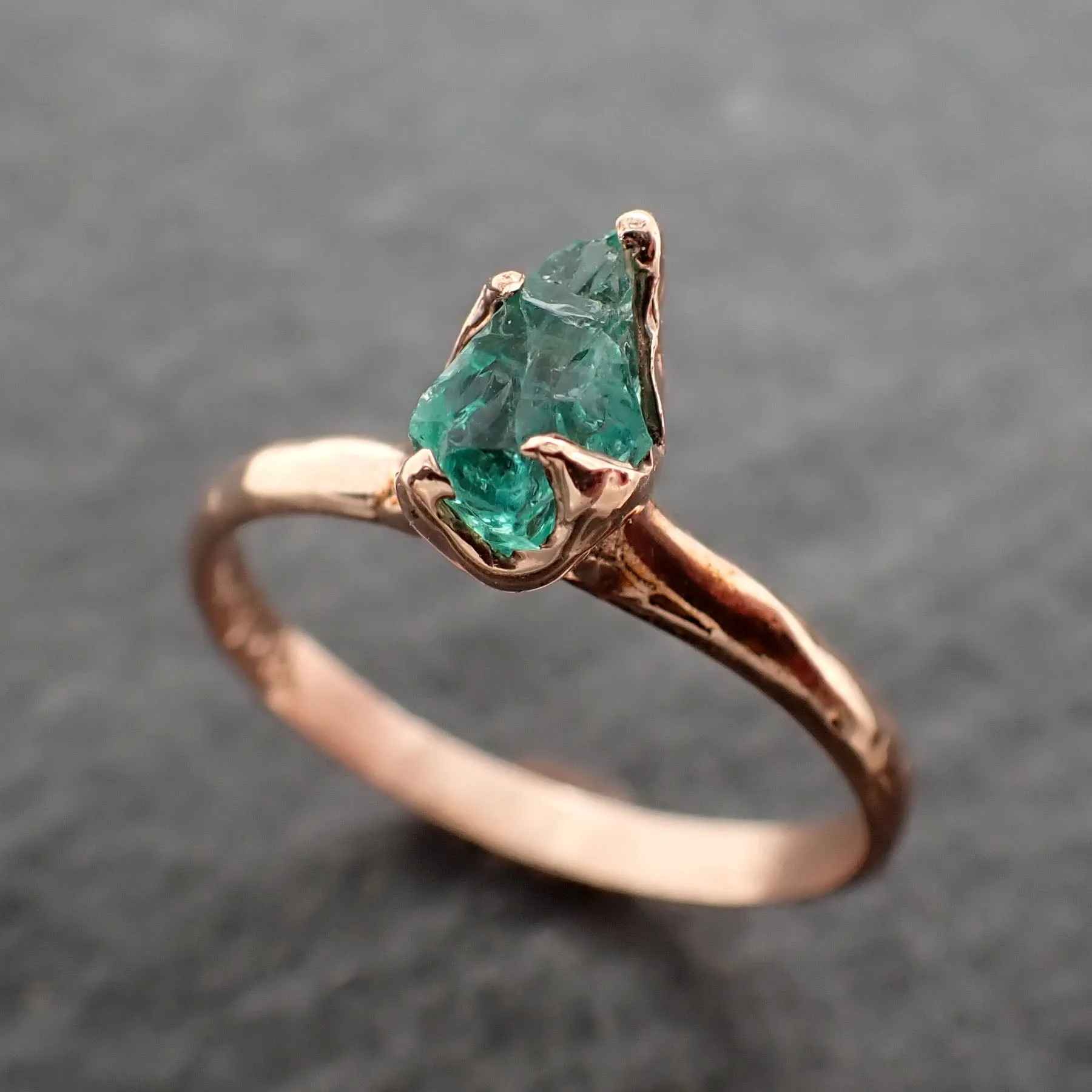 raw rough emerald rose gold ring solitaire birthstone one of a kind gemstone engagement wedding ring recycled gold byangeline 2448 Alternative Engagement