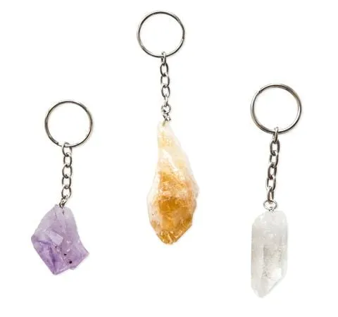 Raw Stone Crystal Keychain