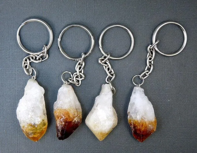 Raw Stone Crystal Keychain