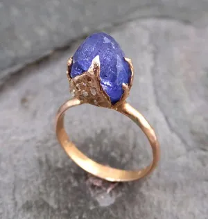 raw tanzanite crystal rose gold ring rough uncut gemstone tanzanite diamond recycled 14k stacking statement Alternative Engagement