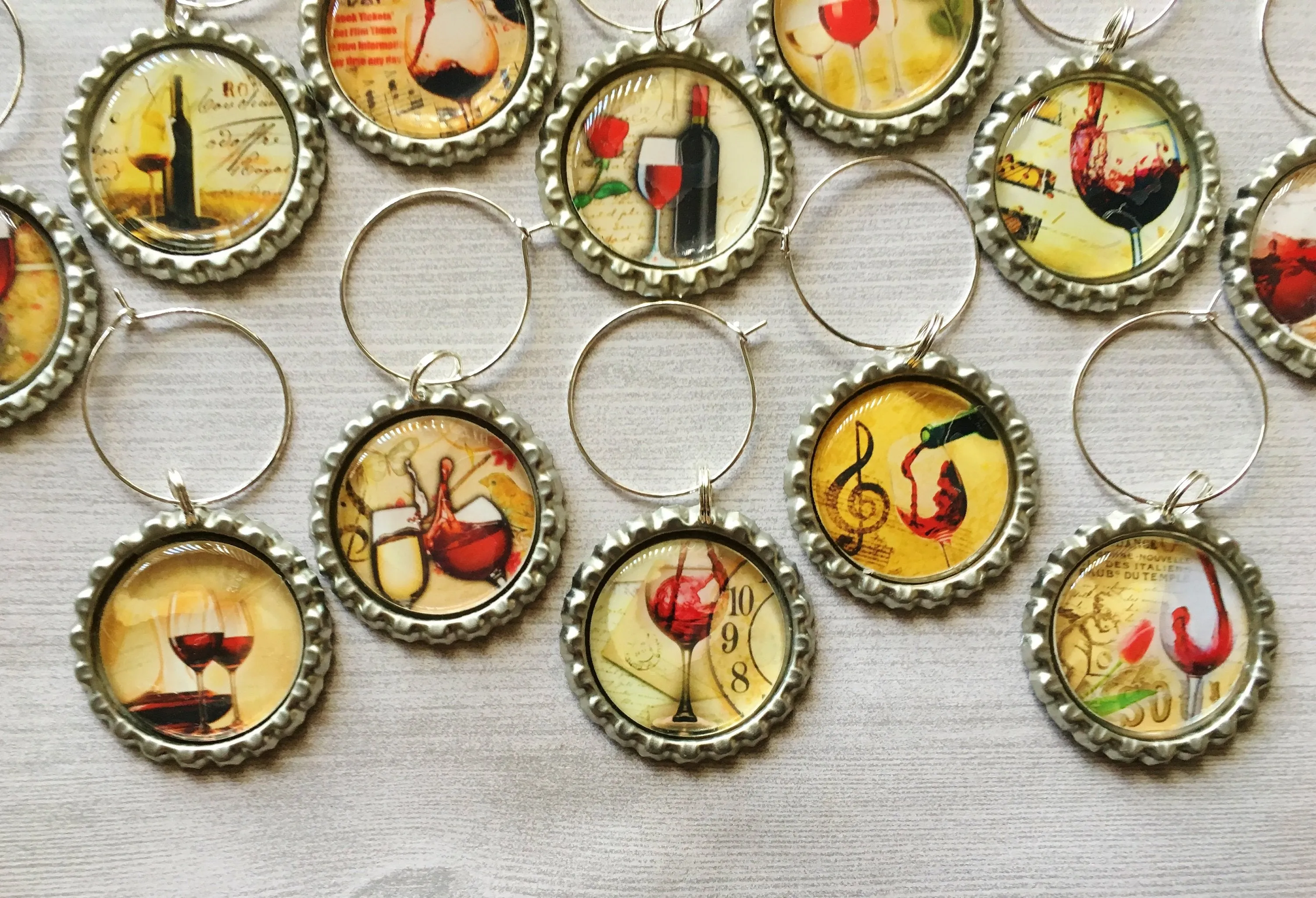 Red Wine, Wine Charms, Set of 12