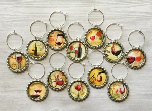 Red Wine, Wine Charms, Set of 12