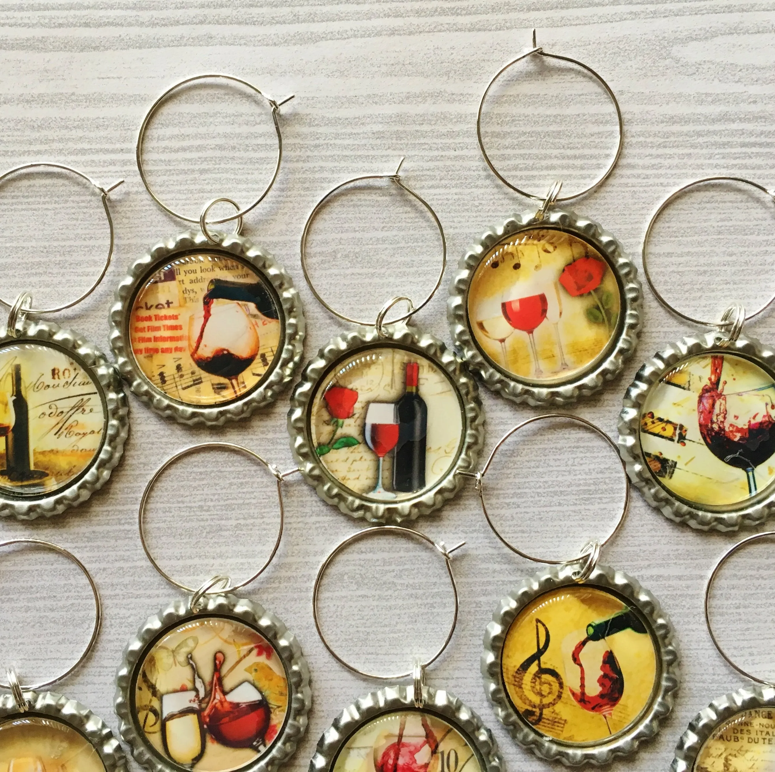 Red Wine, Wine Charms, Set of 12
