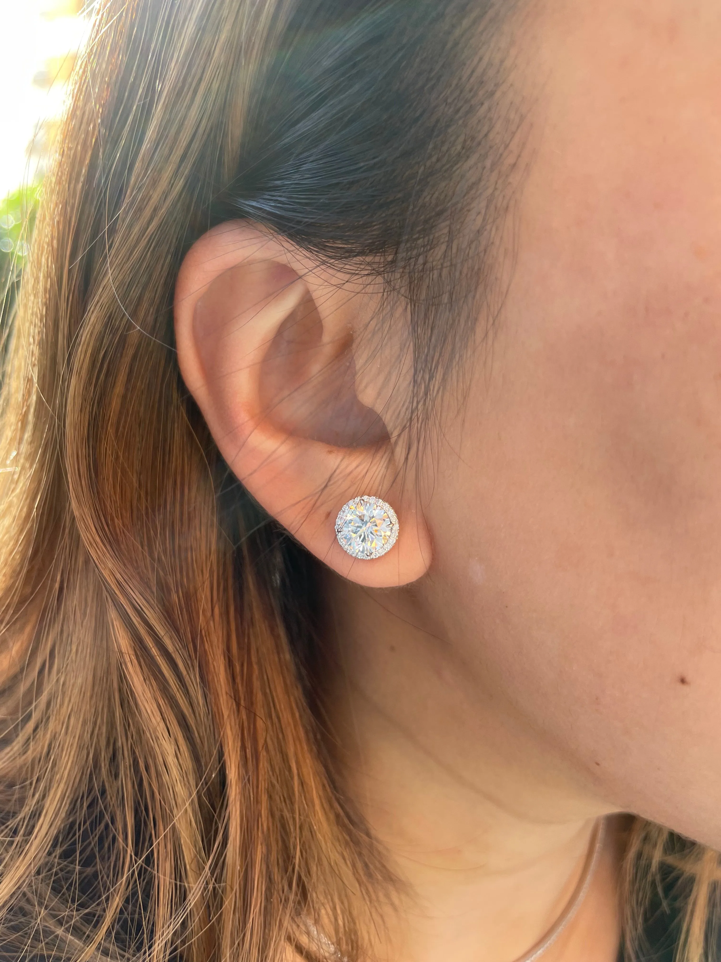 Removable Double Edged Pave Diamond Jackets (For 2 carat diamond studs)