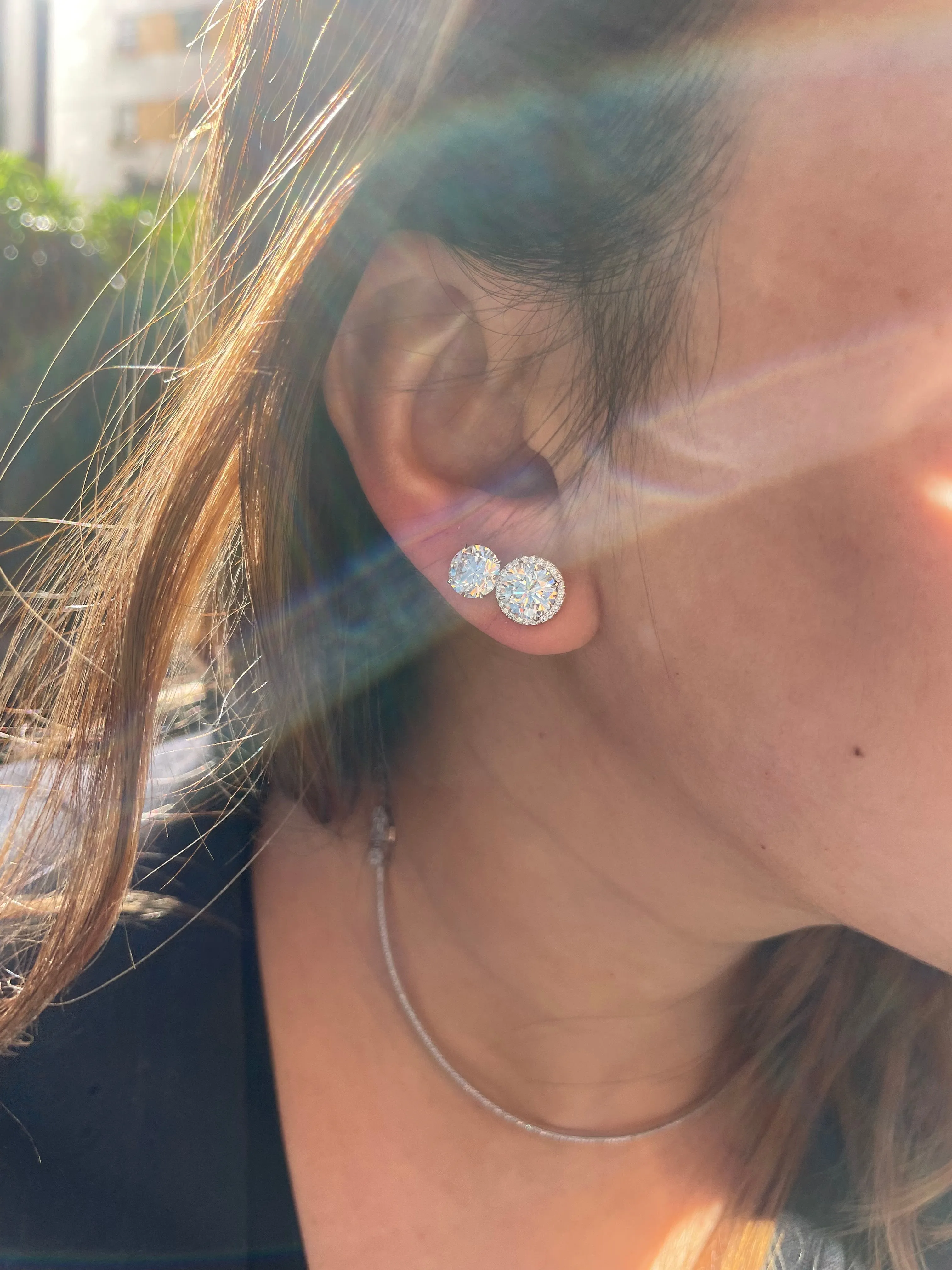 Removable Double Edged Pave Diamond Jackets (For 2 carat diamond studs)