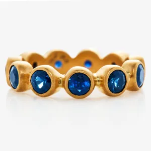 Renaissance Faceted Round Blue Sapphire Band in 20K Peach Gold