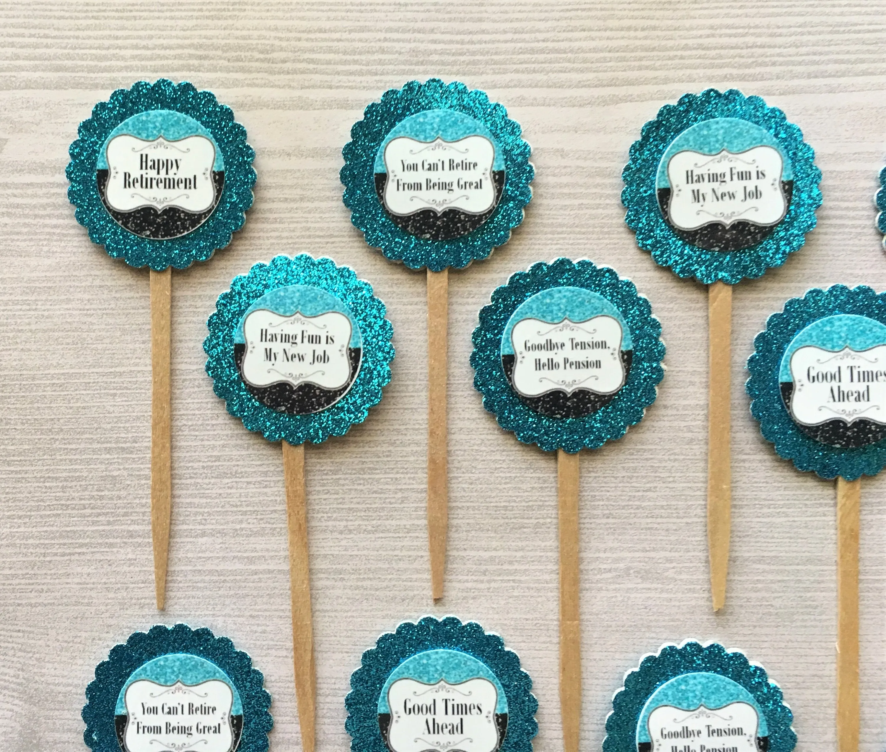Retirement Cupcake Toppers, Set of 12