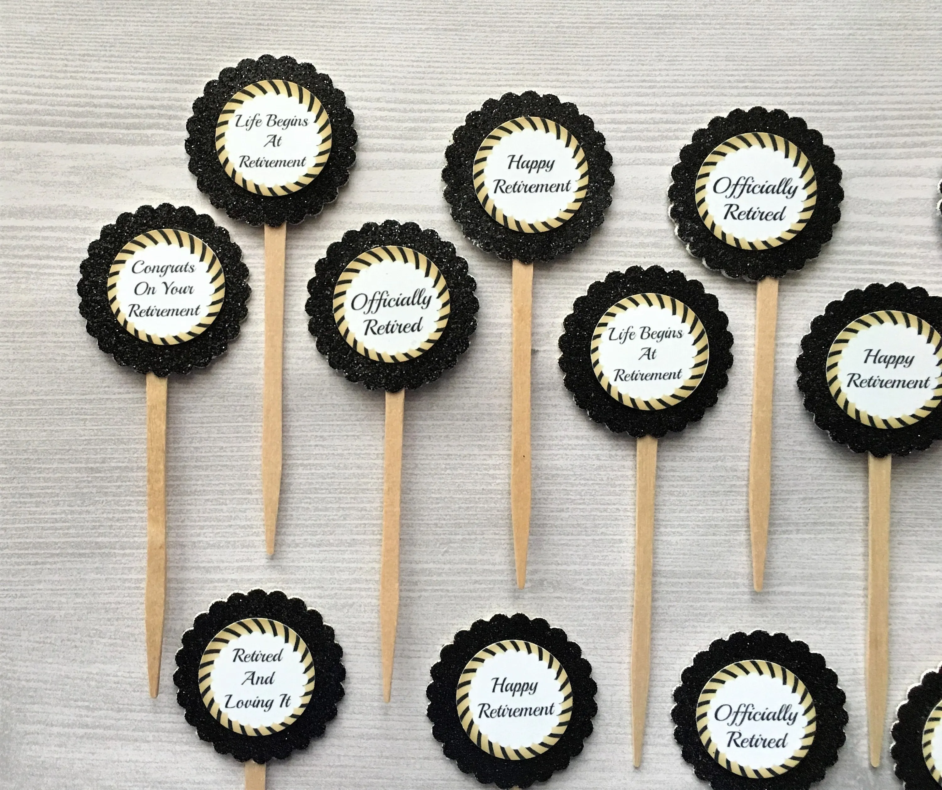 Retirement Cupcake Toppers, Set of 12