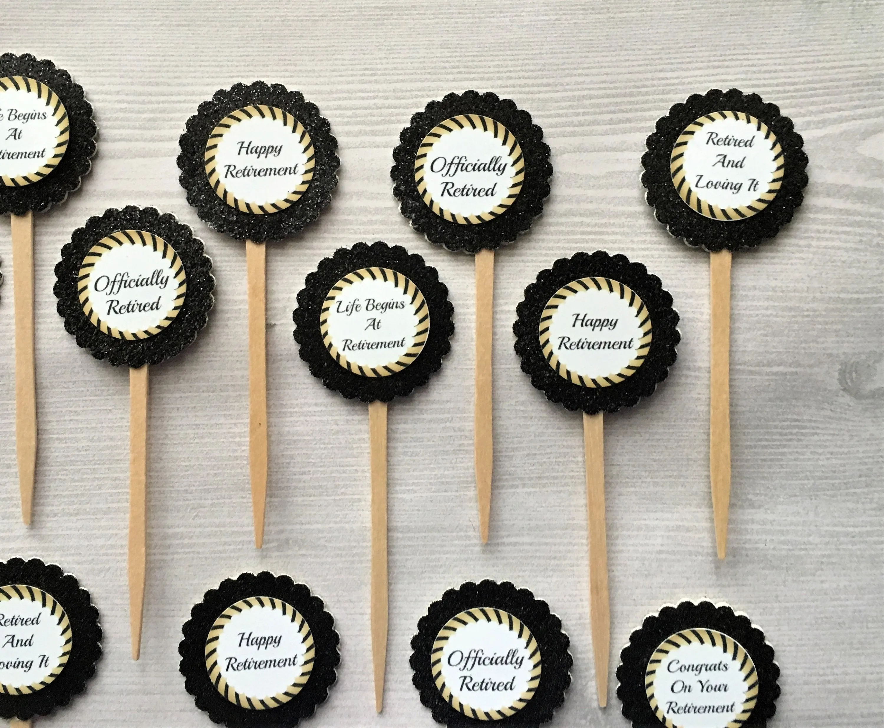 Retirement Cupcake Toppers, Set of 12