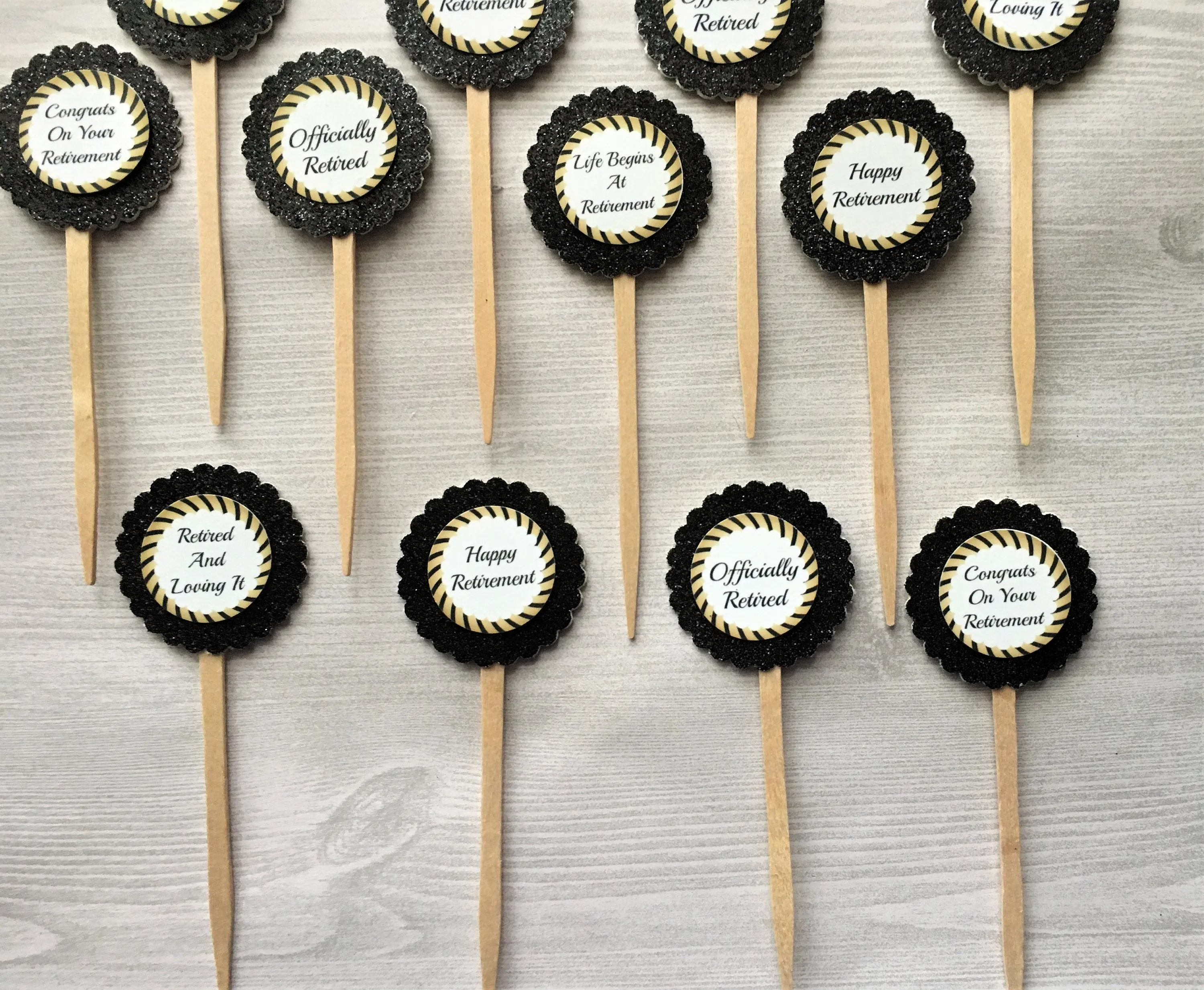 Retirement Cupcake Toppers, Set of 12