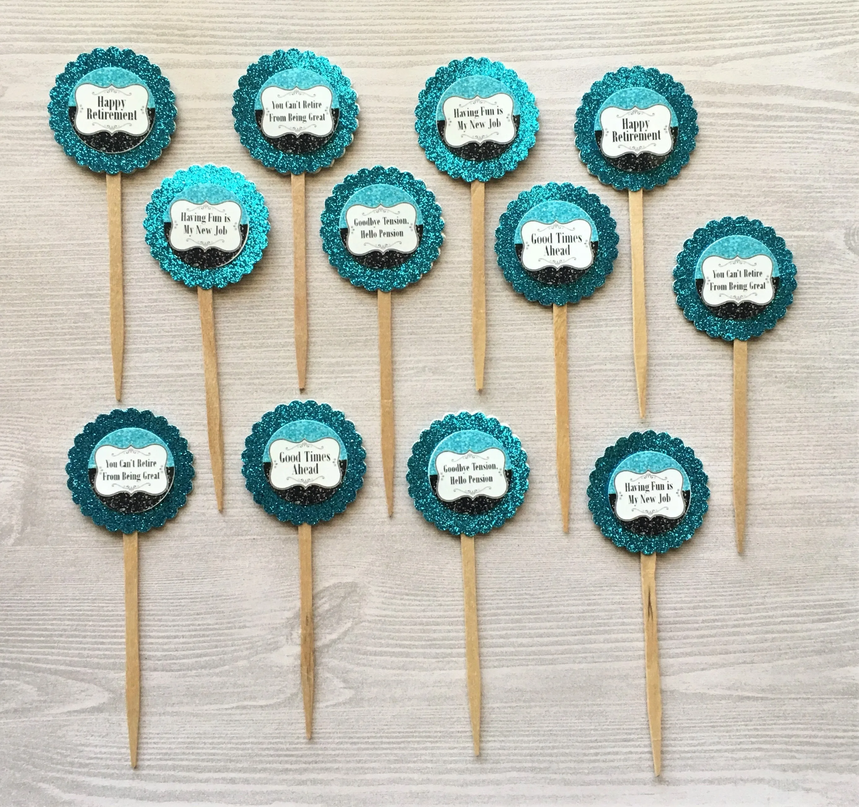 Retirement Cupcake Toppers, Set of 12