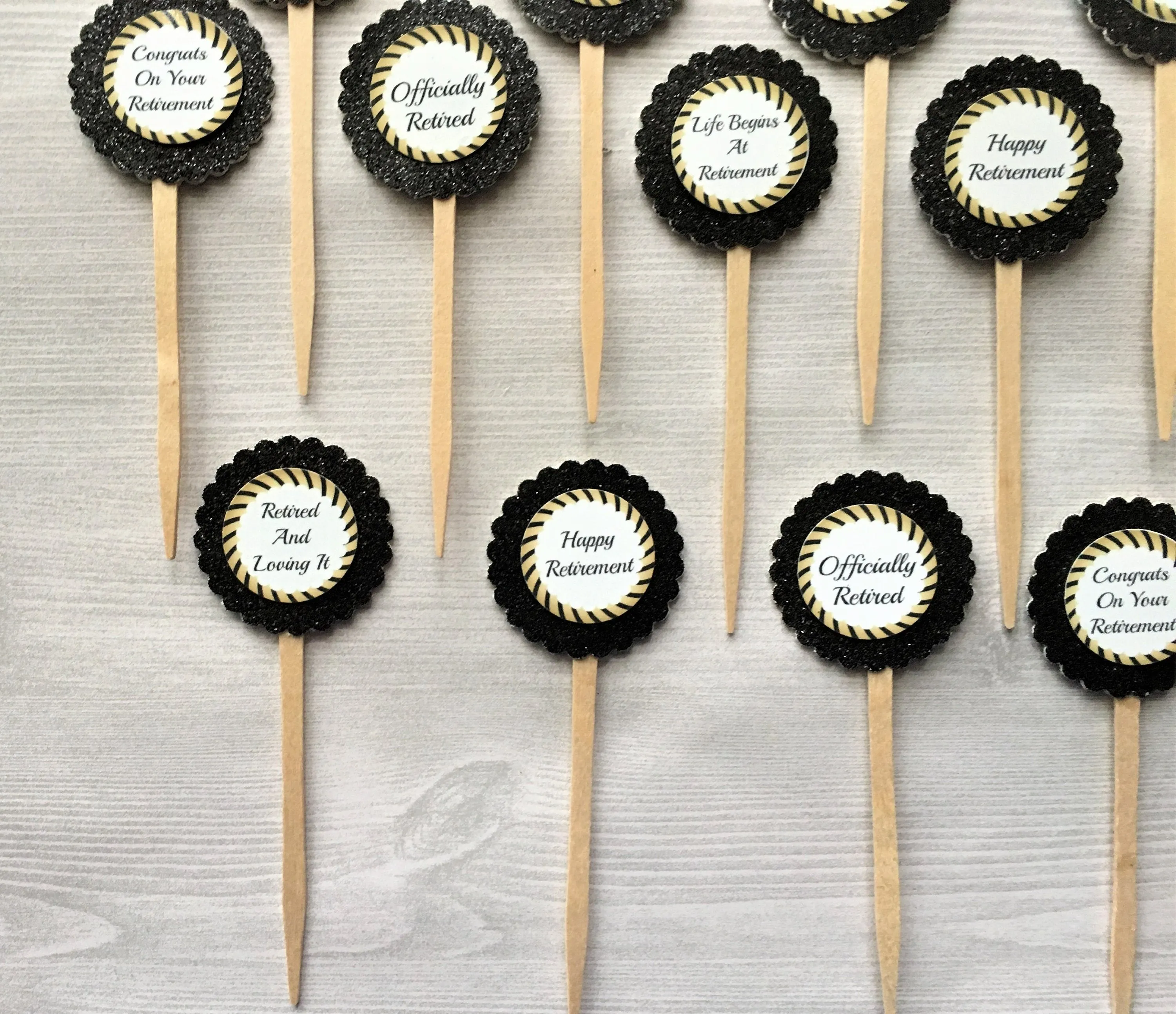 Retirement Cupcake Toppers, Set of 12
