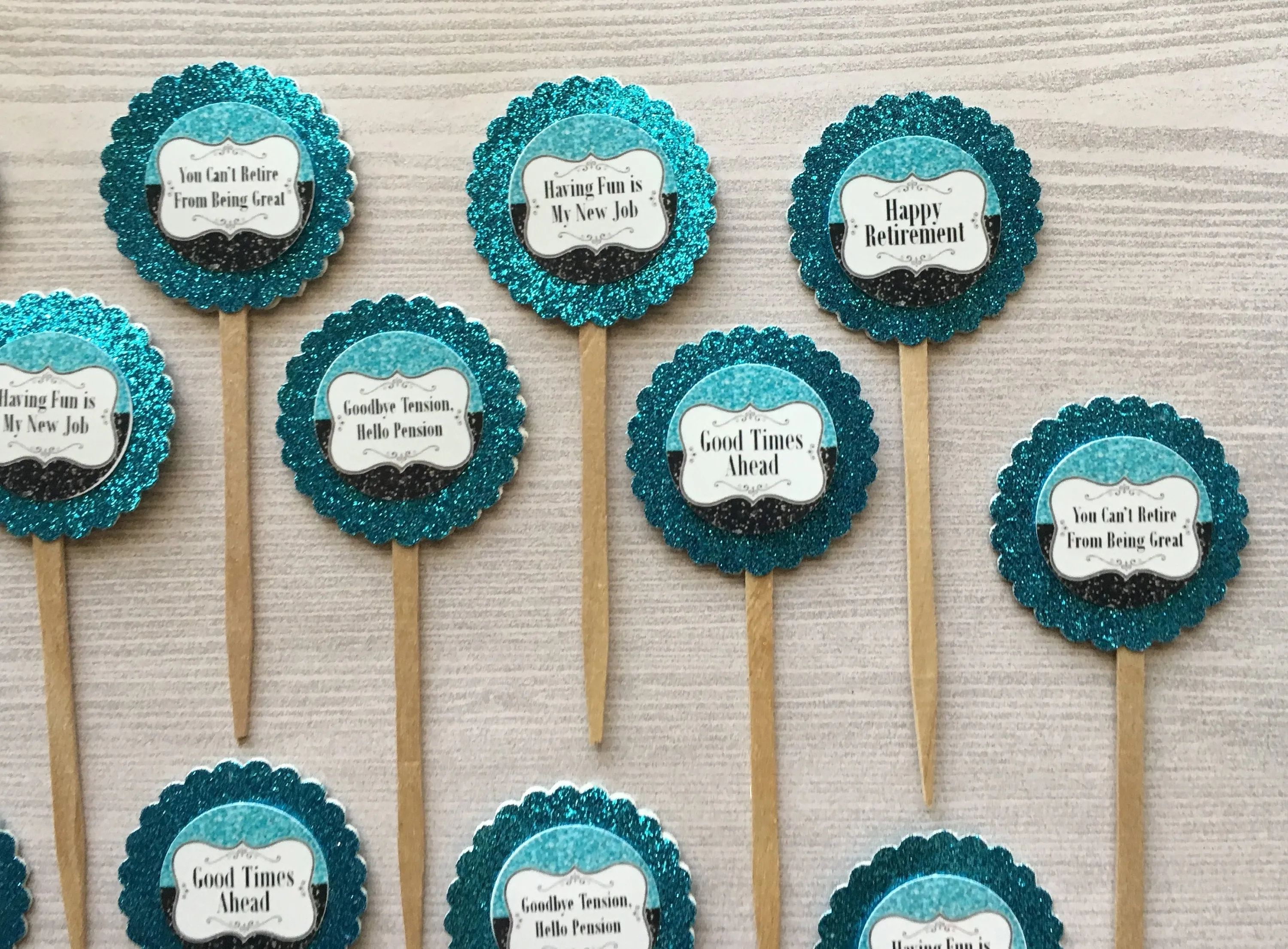 Retirement Cupcake Toppers, Set of 12