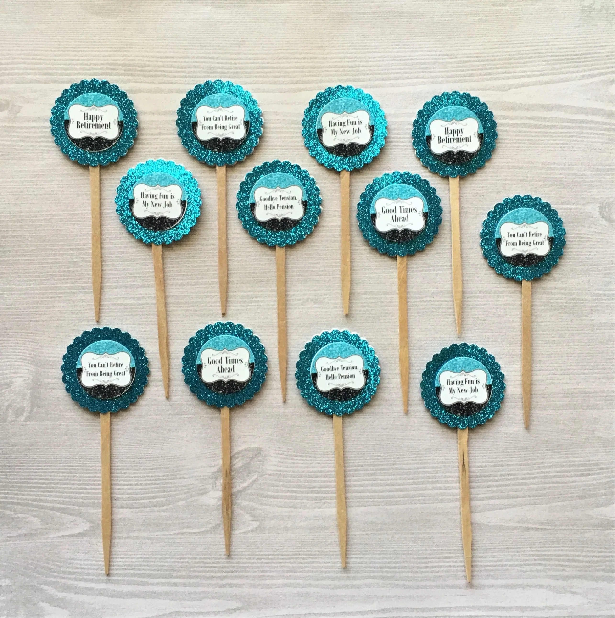 Retirement Cupcake Toppers, Set of 12