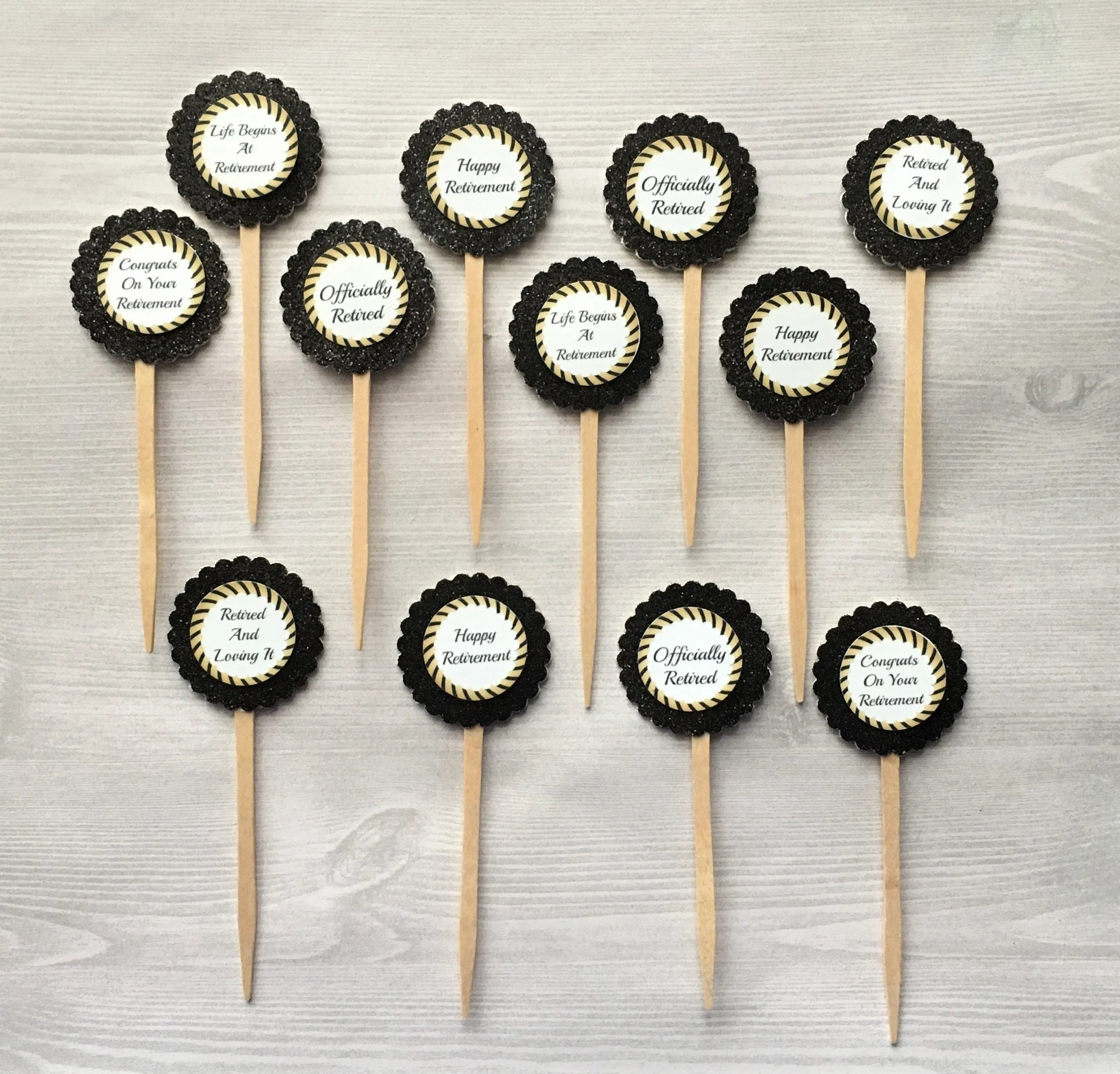 Retirement Cupcake Toppers, Set of 12