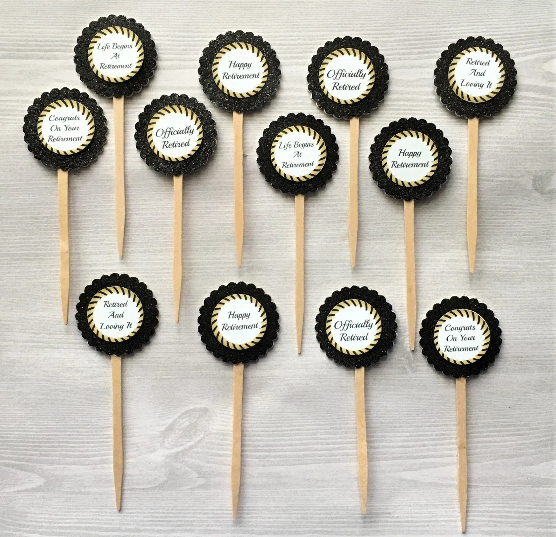 Retirement Cupcake Toppers, Set of 12